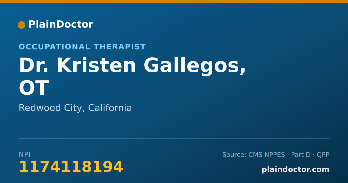 Shareable card for Kristen Gallegos, OT - Occupational Therapist, Redwood City, CA