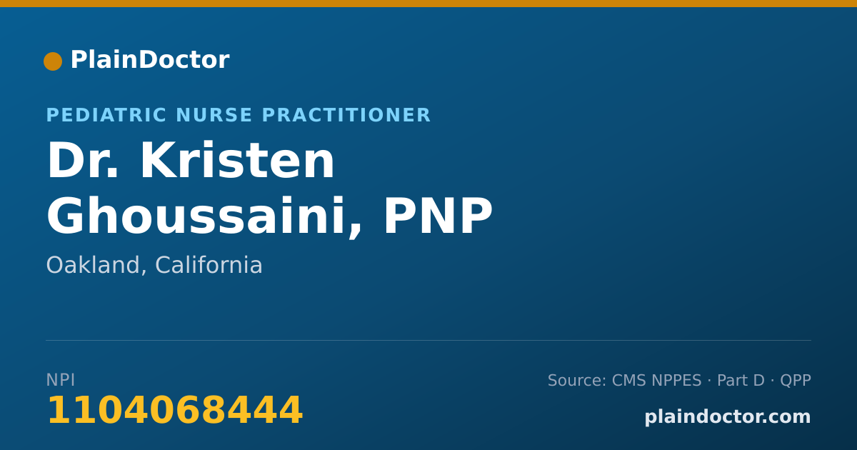 Shareable card for Kristen Ghoussaini, PNP - Pediatric Nurse Practitioner, Oakland, CA