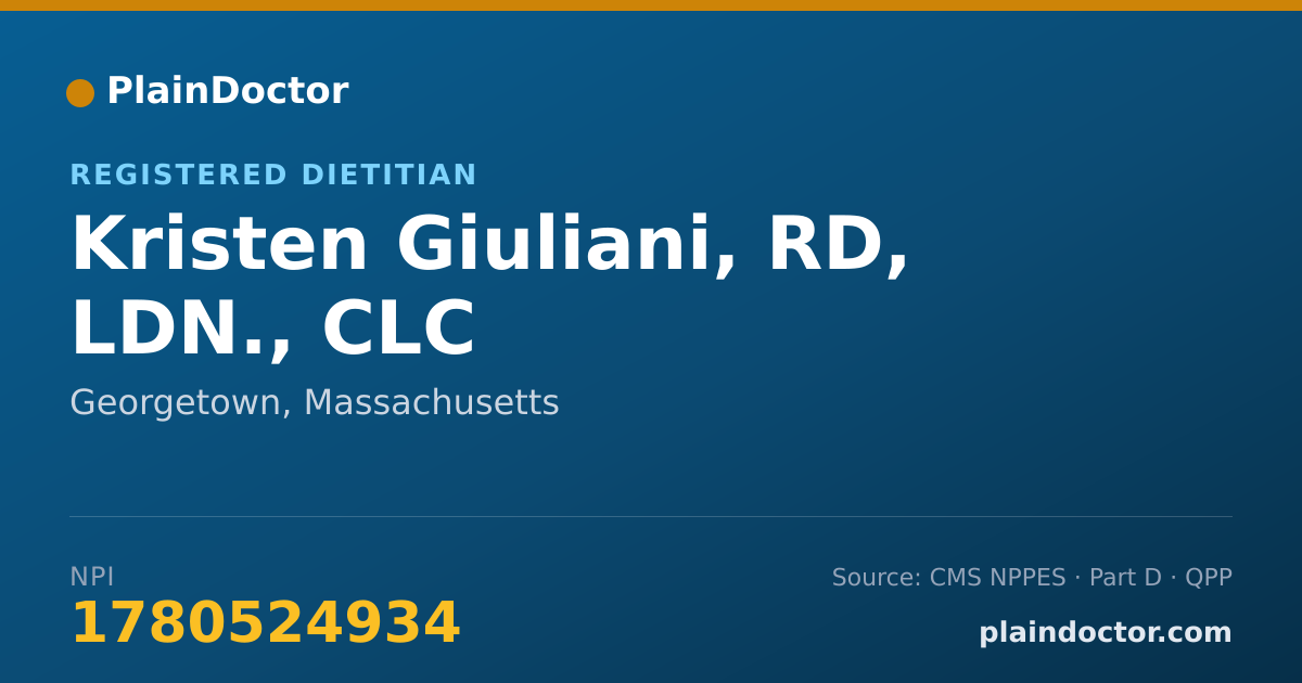 Shareable card for Kristen Giuliani, RD, LDN., CLC - Registered Dietitian, Georgetown, MA