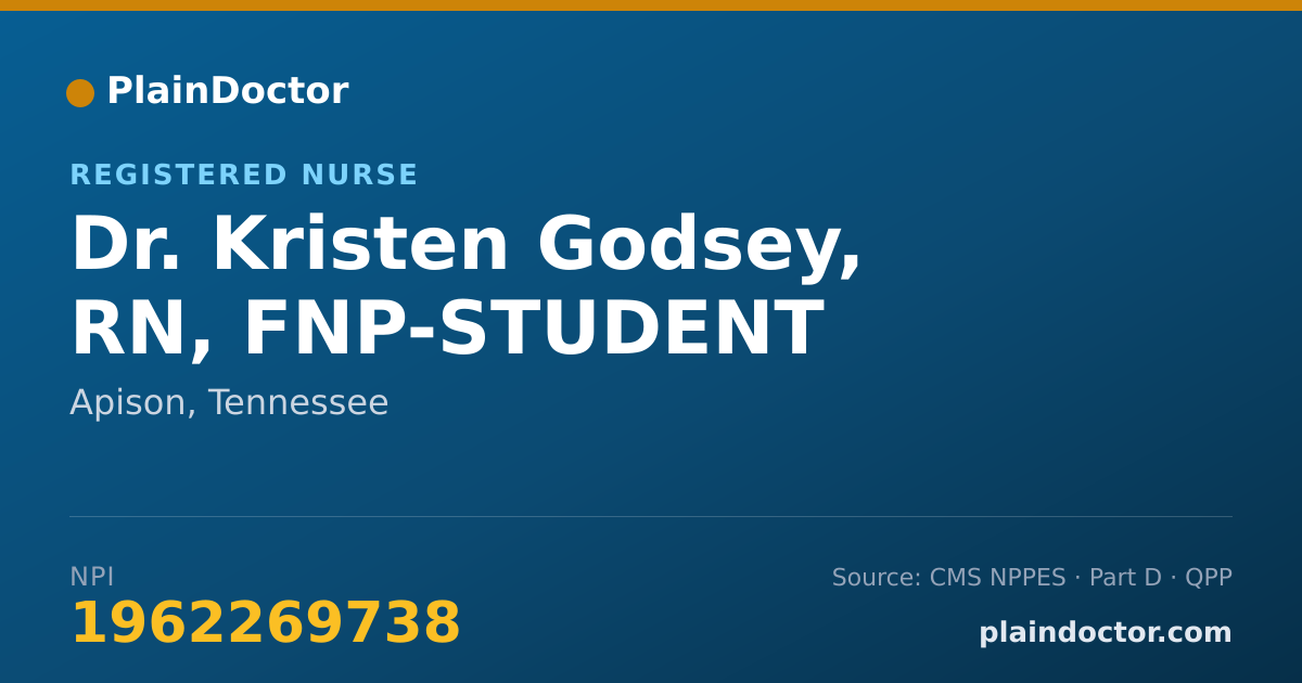 Shareable card for Kristen Godsey, RN, FNP-STUDENT - Registered Nurse, Apison, TN