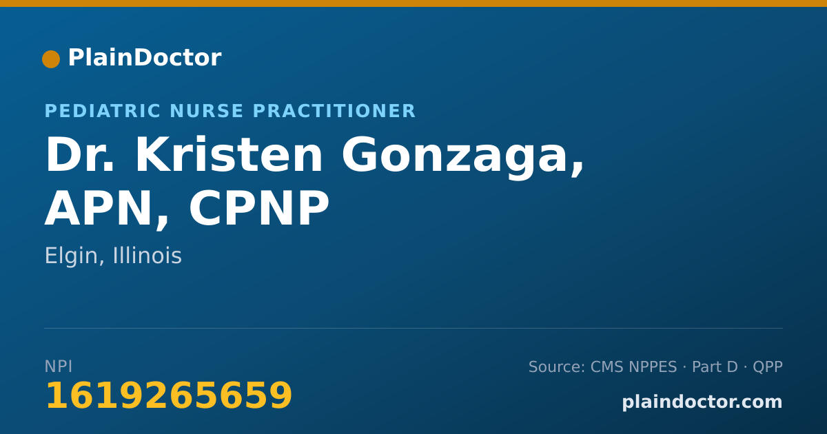 Shareable card for Kristen Gonzaga, APN, CPNP - Pediatric Nurse Practitioner, Elgin, IL