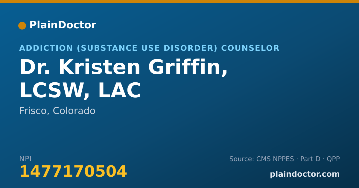 Shareable card for Kristen Griffin, LCSW, LAC - Addiction (Substance Use Disorder) Counselor, Frisco, CO