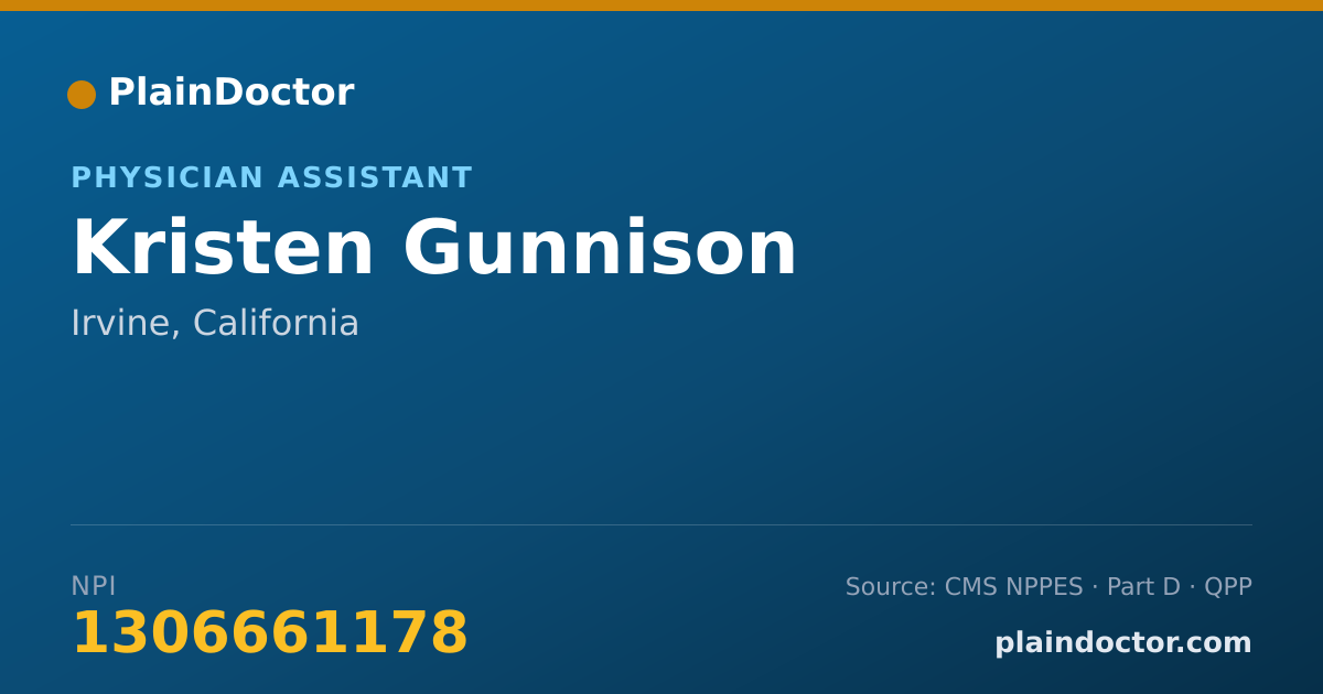 Shareable card for Kristen Gunnison - Physician Assistant, Irvine, CA