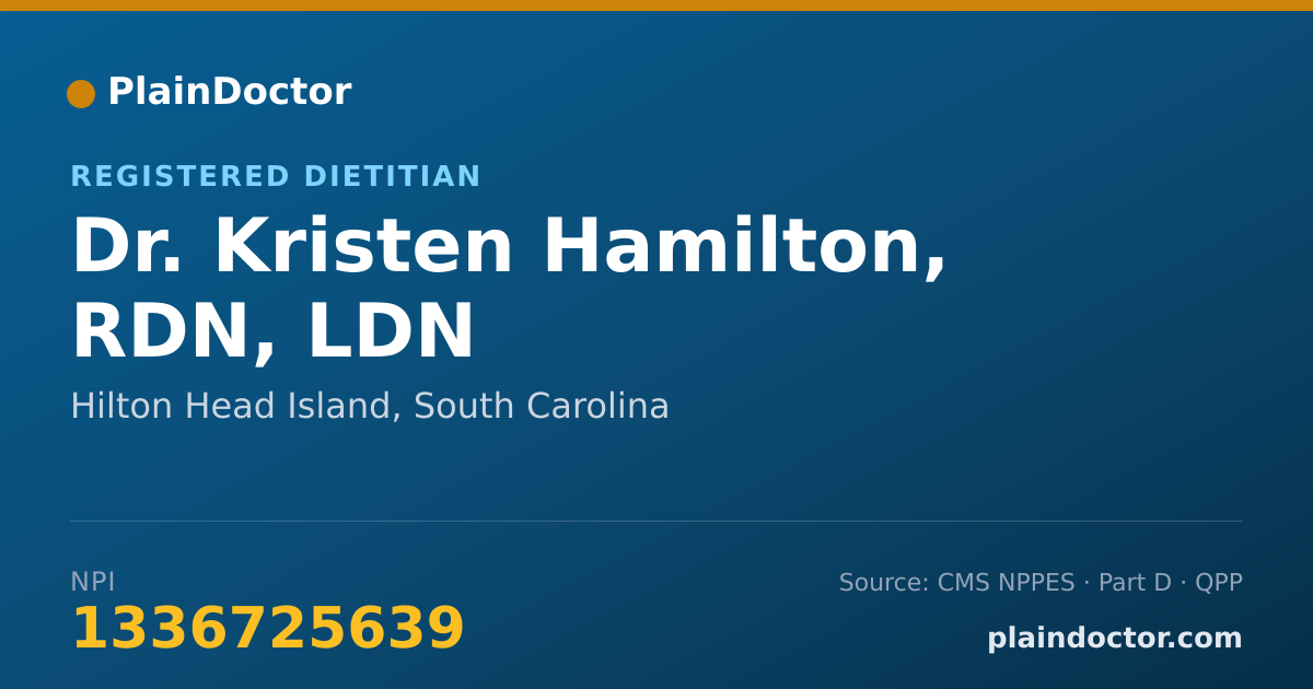 Shareable card for Kristen Hamilton, RDN, LDN - Registered Dietitian, Hilton Head Island, SC
