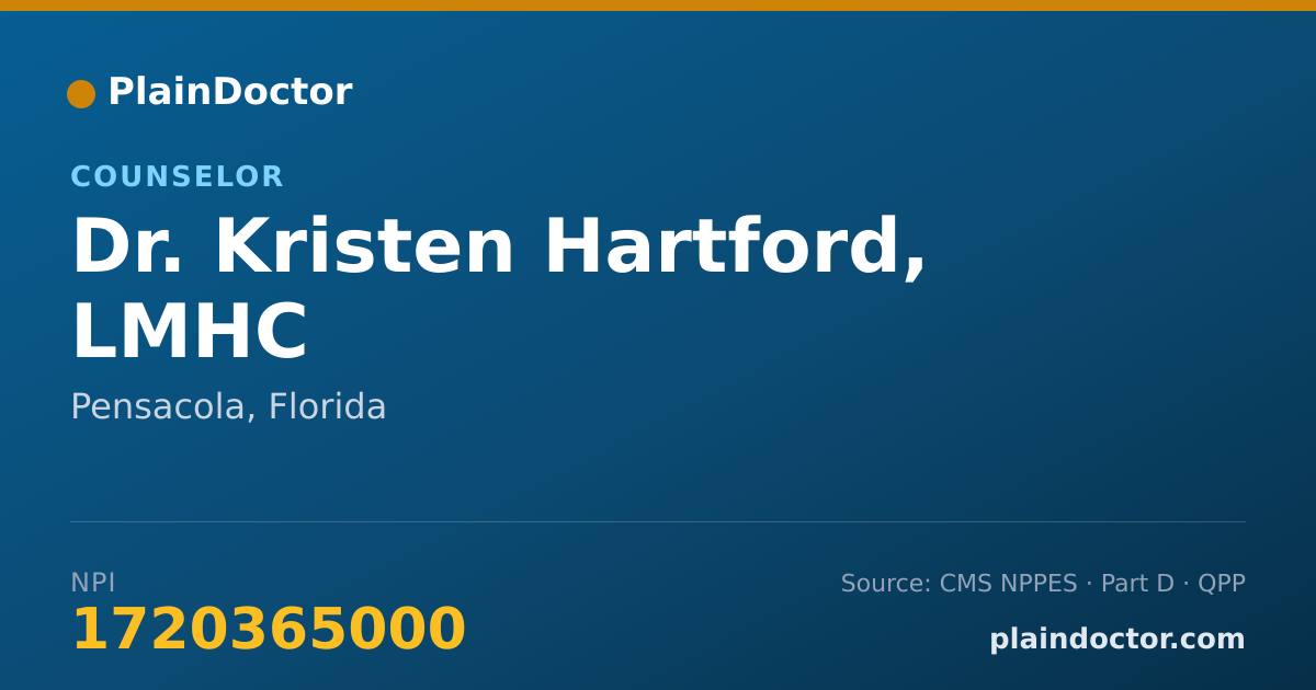 Shareable card for Kristen Hartford, LMHC - Counselor, Pensacola, FL
