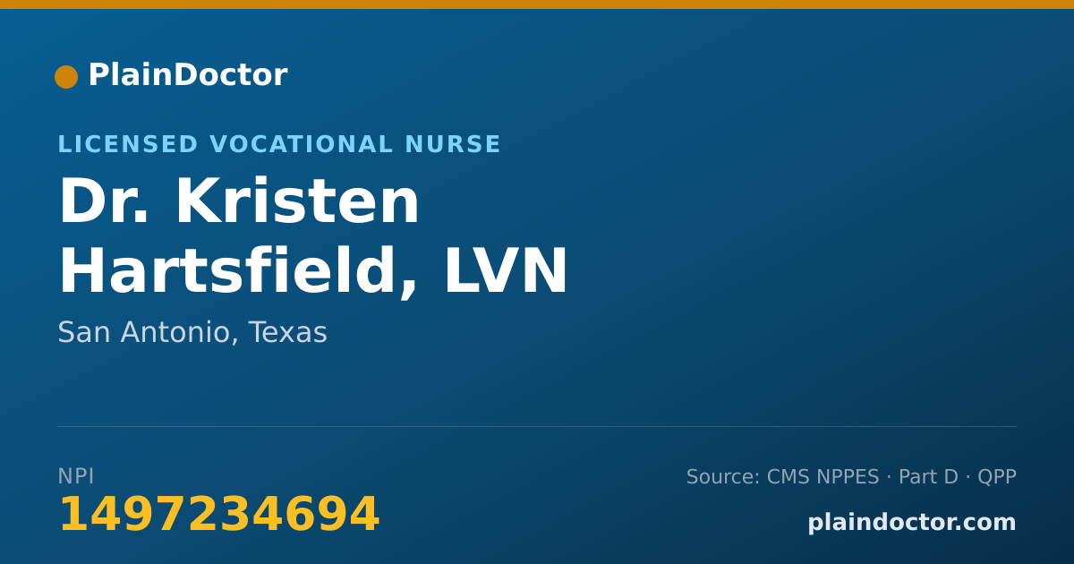Shareable card for Kristen Hartsfield, LVN - Licensed Vocational Nurse, San Antonio, TX