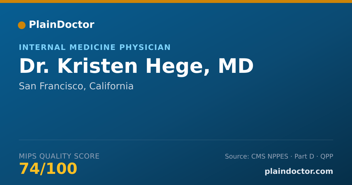 Shareable card for Kristen Hege, MD - Internal Medicine Physician, San Francisco, CA