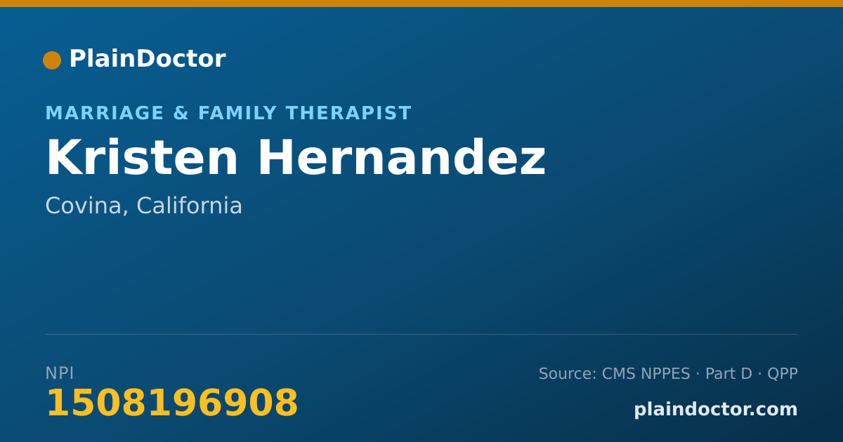 Shareable card for Kristen Hernandez - Marriage & Family Therapist, Covina, CA