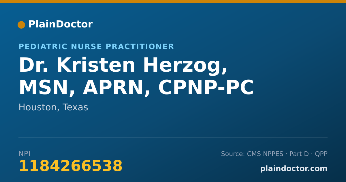 Shareable card for Kristen Herzog, MSN, APRN, CPNP-PC - Pediatric Nurse Practitioner, Houston, TX