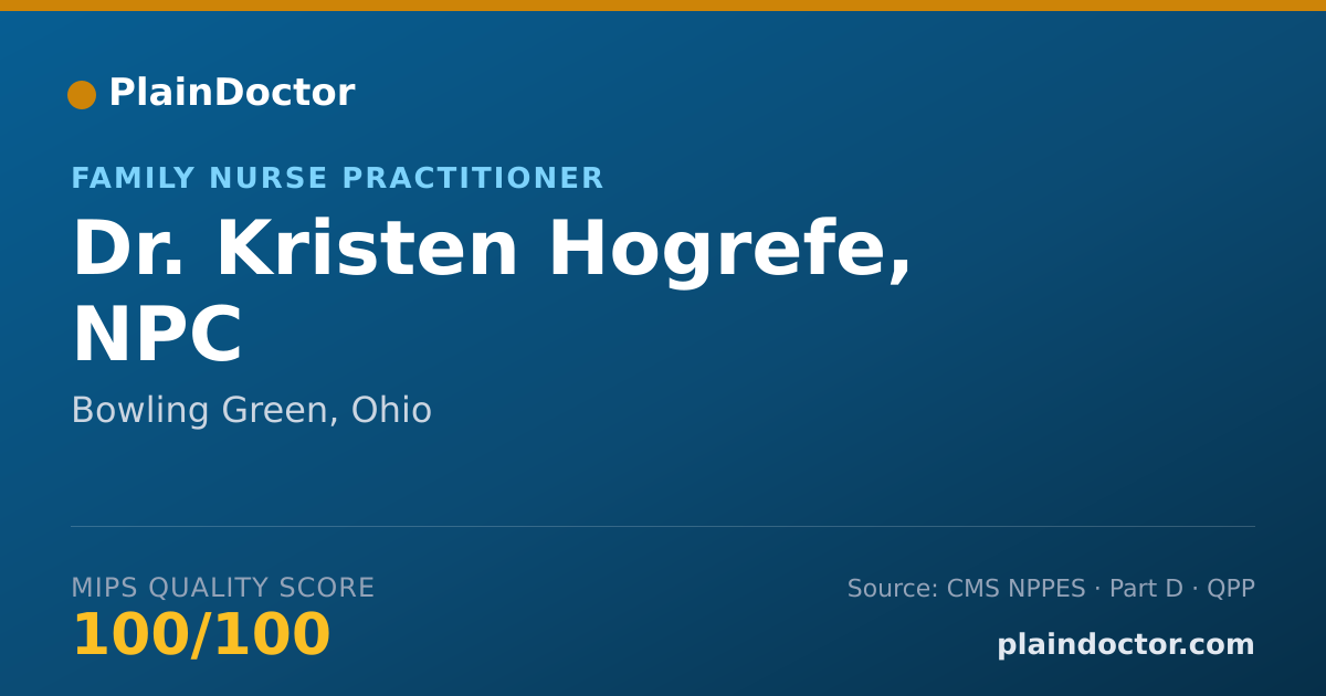 Shareable card for Kristen Hogrefe, NPC - Family Nurse Practitioner, Bowling Green, OH