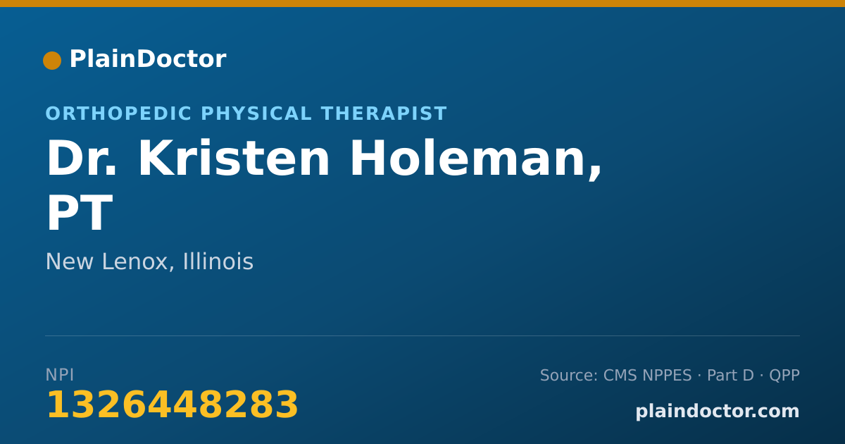 Shareable card for Kristen Holeman, PT - Orthopedic Physical Therapist, New Lenox, IL