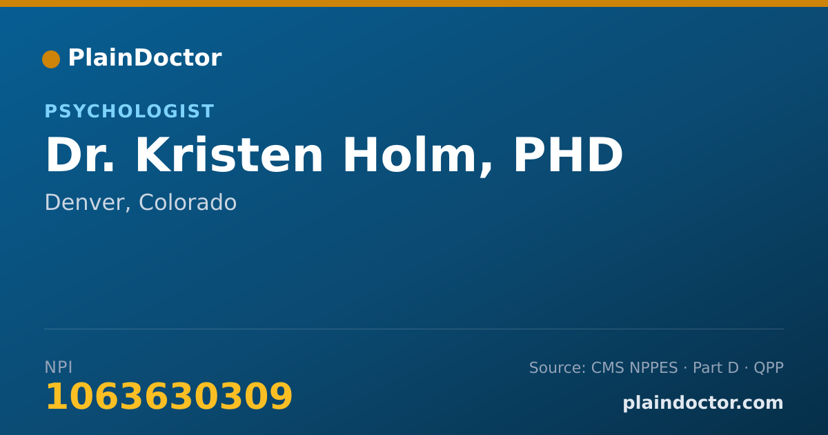 Shareable card for Kristen Holm, PHD - Psychologist, Denver, CO
