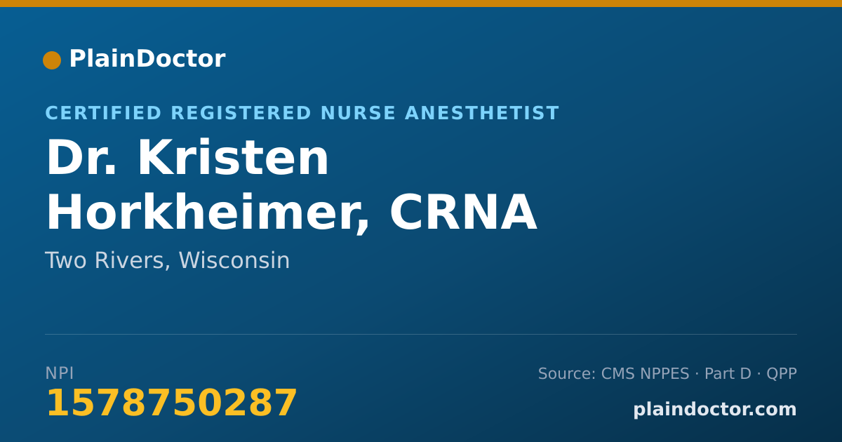 Shareable card for Kristen Horkheimer, CRNA - Certified Registered Nurse Anesthetist, Two Rivers, WI