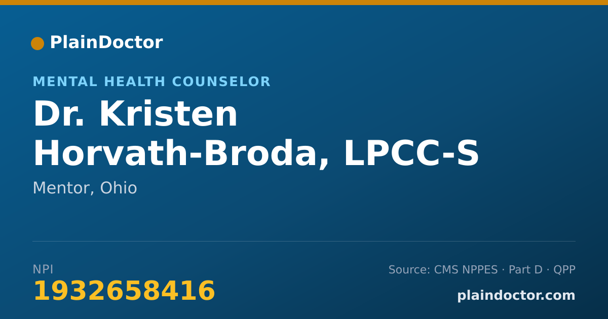 Shareable card for Kristen Horvath-Broda, LPCC-S - Mental Health Counselor, Mentor, OH