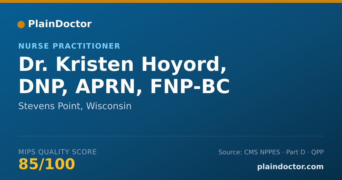 Shareable card for Kristen Hoyord, DNP, APRN, FNP-BC - Nurse Practitioner, Stevens Point, WI