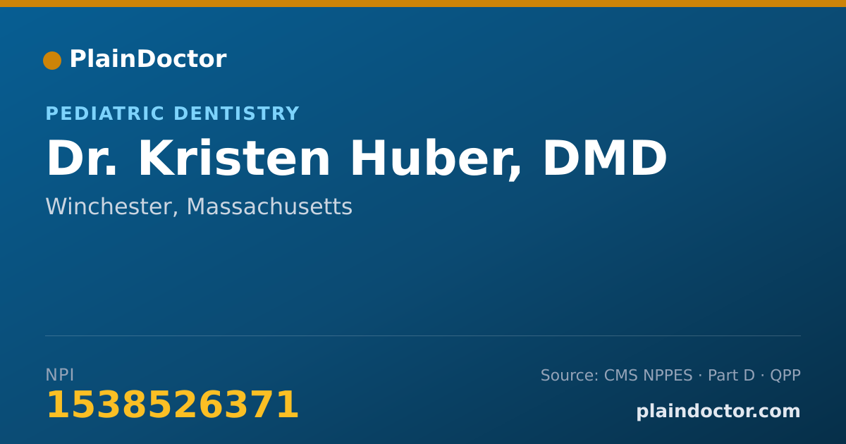 Shareable card for Kristen Huber, DMD - Pediatric Dentistry, Winchester, MA
