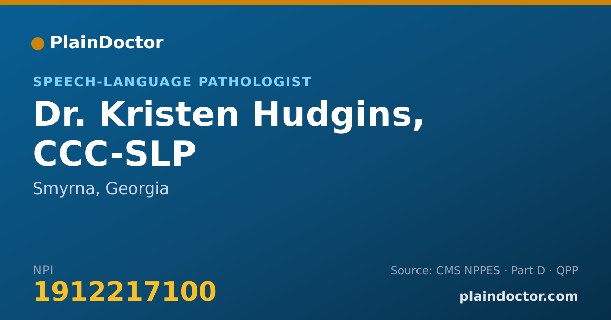 Shareable card for Kristen Hudgins, CCC-SLP - Speech-Language Pathologist, Smyrna, GA