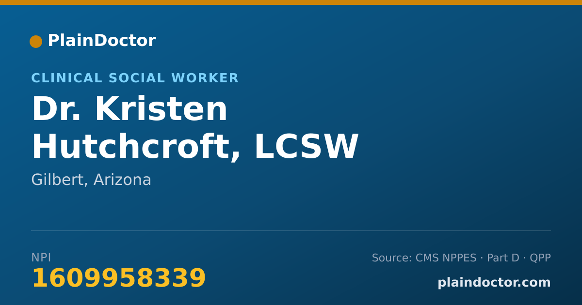 Shareable card for Kristen Hutchcroft, LCSW - Clinical Social Worker, Gilbert, AZ