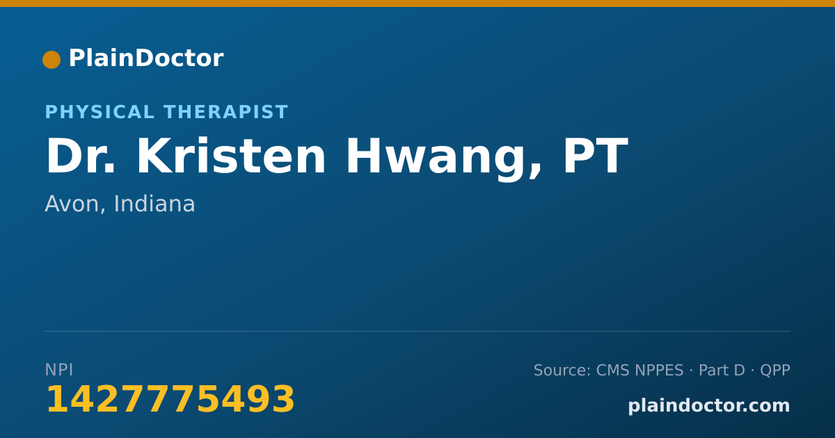 Shareable card for Kristen Hwang, PT - Physical Therapist, Avon, IN