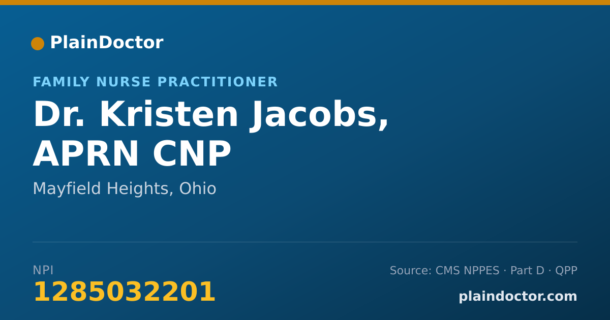 Shareable card for Kristen Jacobs, APRN CNP - Family Nurse Practitioner, Mayfield Heights, OH