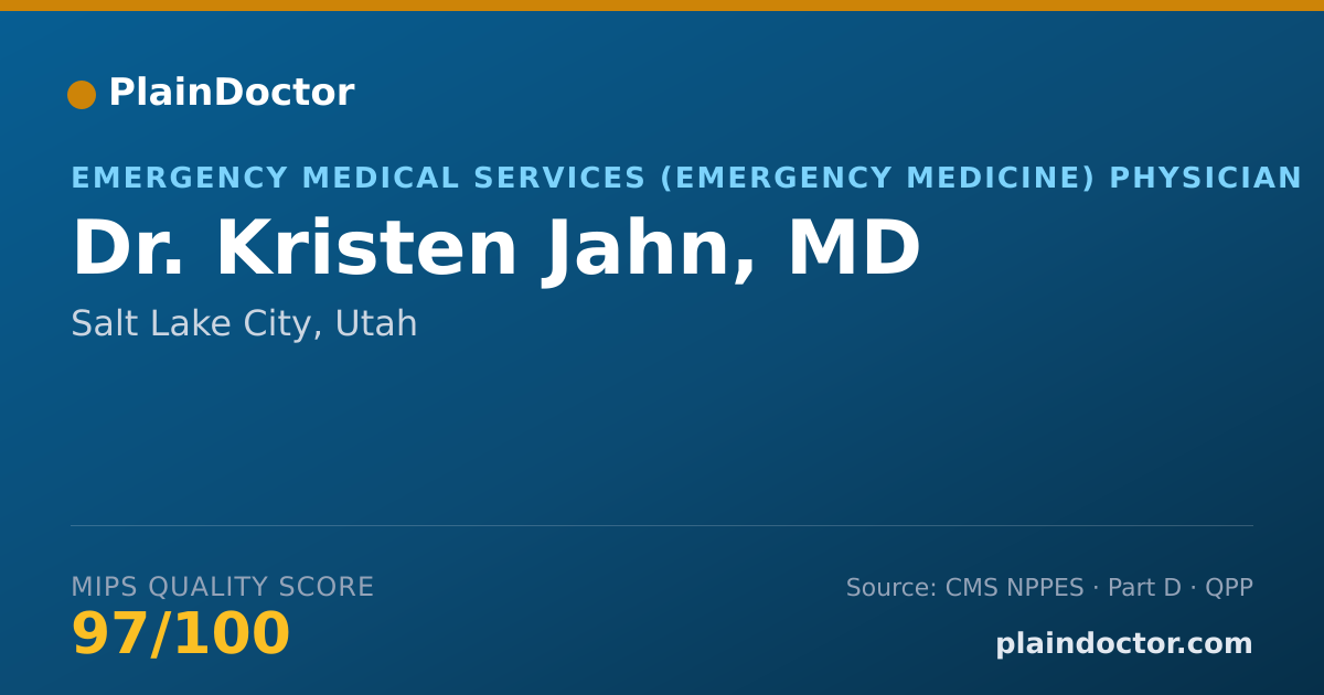 Shareable card for Kristen Jahn, MD - Emergency Medical Services (Emergency Medicine) Physician, Salt Lake City, UT