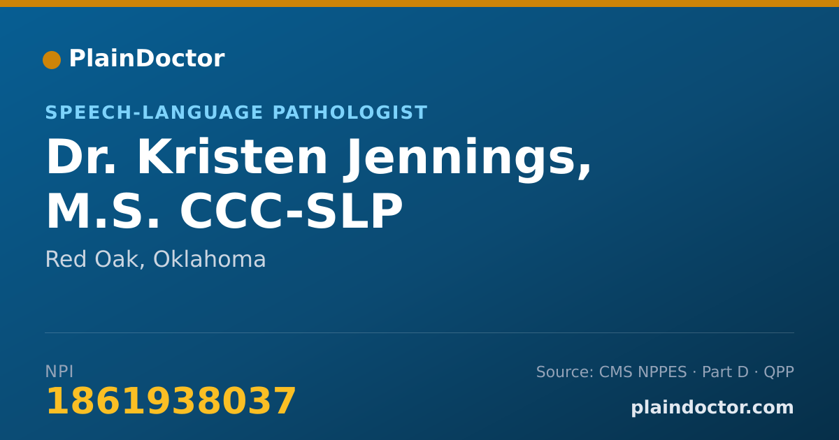 Shareable card for Kristen Jennings, M.S. CCC-SLP - Speech-Language Pathologist, Red Oak, OK