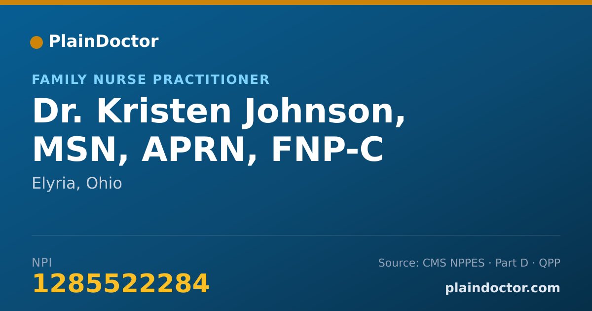 Shareable card for Kristen Johnson, MSN, APRN, FNP-C - Family Nurse Practitioner, Elyria, OH