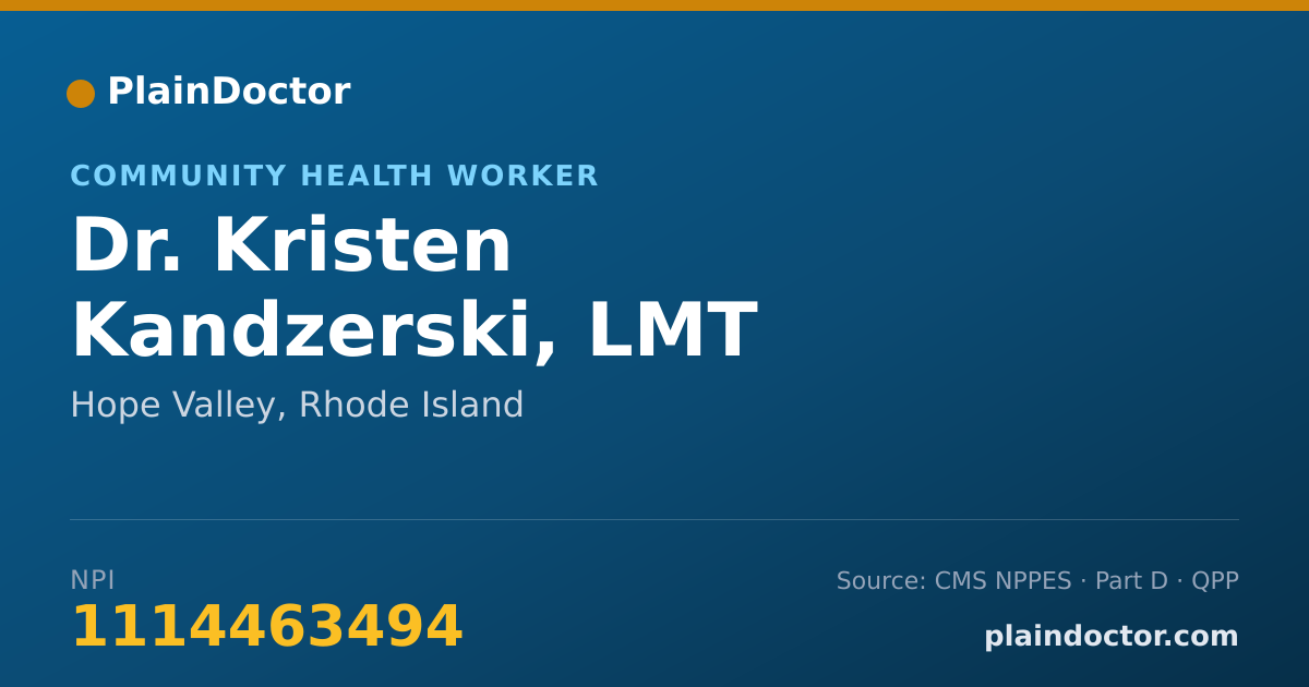 Shareable card for Kristen Kandzerski, LMT - Community Health Worker, Hope Valley, RI