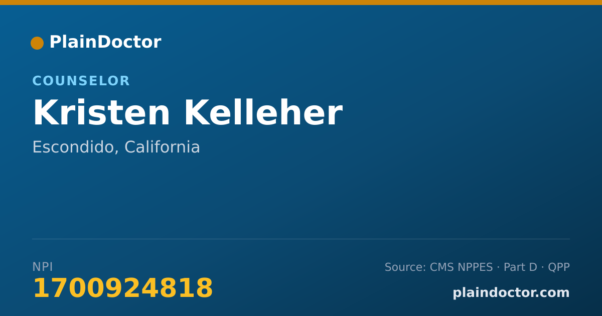 Shareable card for Kristen Kelleher - Counselor, Escondido, CA