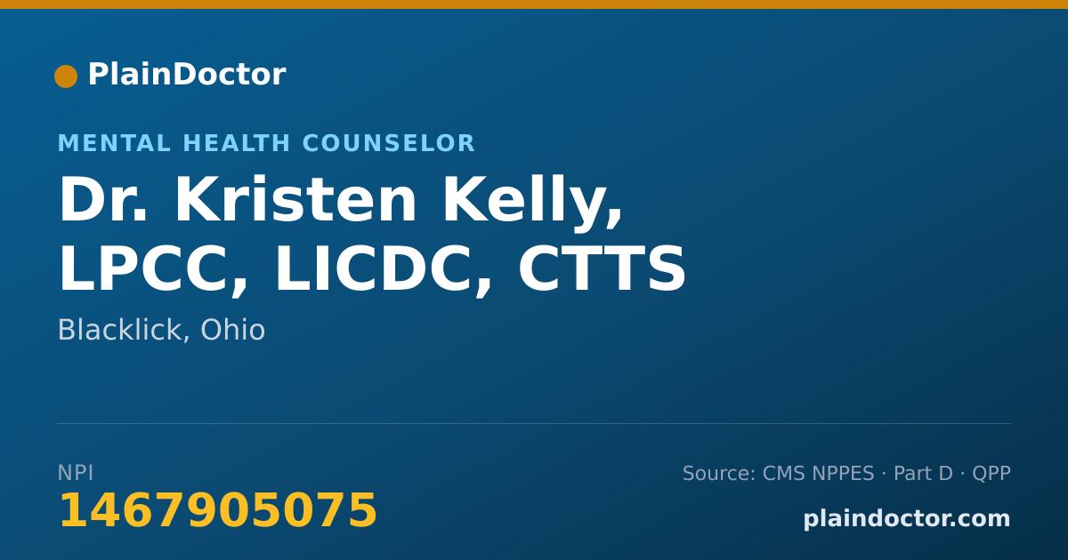Shareable card for Kristen Kelly, LPCC, LICDC, CTTS - Mental Health Counselor, Blacklick, OH