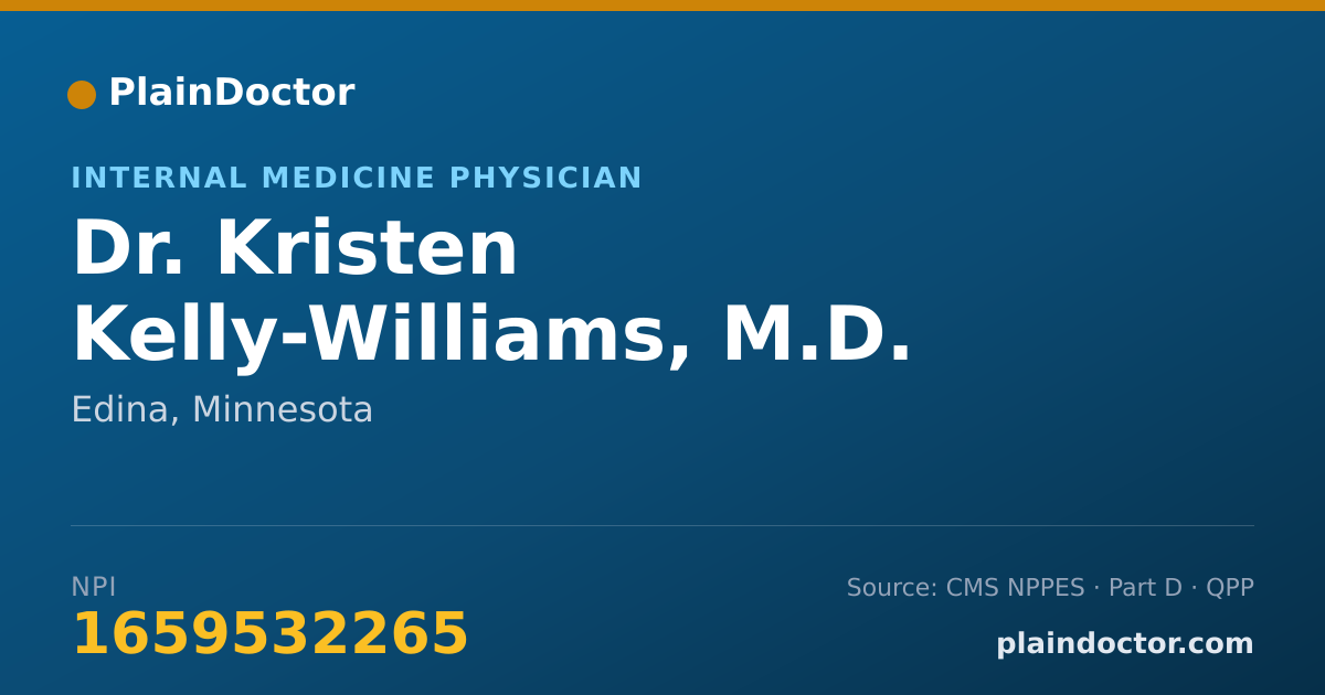 Shareable card for Kristen Kelly-Williams, M.D. - Internal Medicine Physician, Edina, MN