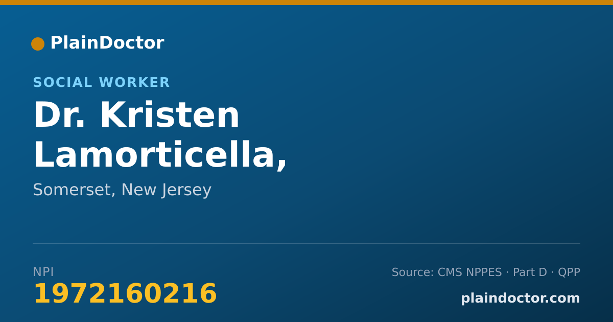 Shareable card for Kristen Lamorticella, LSW,LCADC - Social Worker, Somerset, NJ