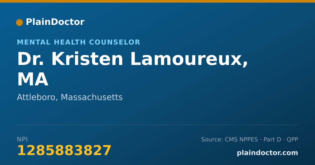 Shareable card for Kristen Lamoureux, MA - Mental Health Counselor, Attleboro, MA