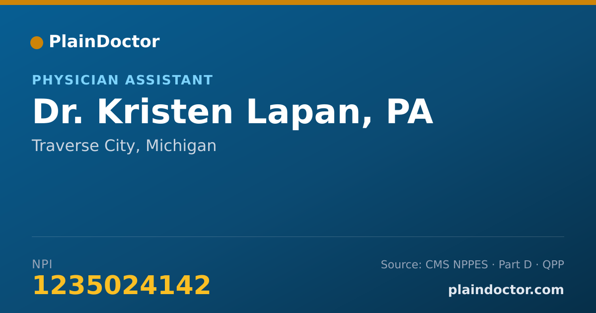 Shareable card for Kristen Lapan, PA - Physician Assistant, Traverse City, MI