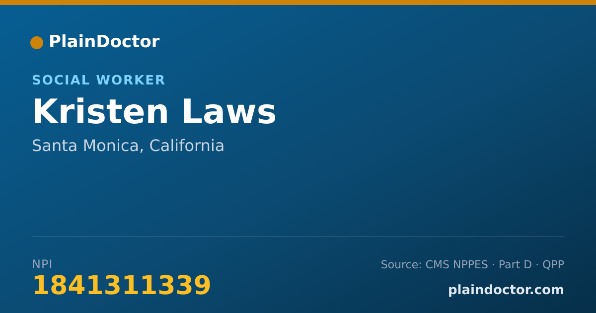 Shareable card for Kristen Laws - Social Worker, Santa Monica, CA