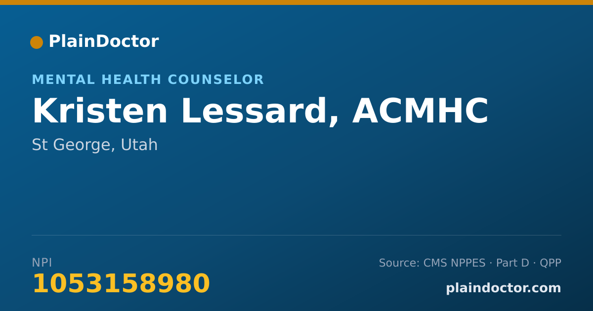 Shareable card for Kristen Lessard, ACMHC - Mental Health Counselor, St George, UT