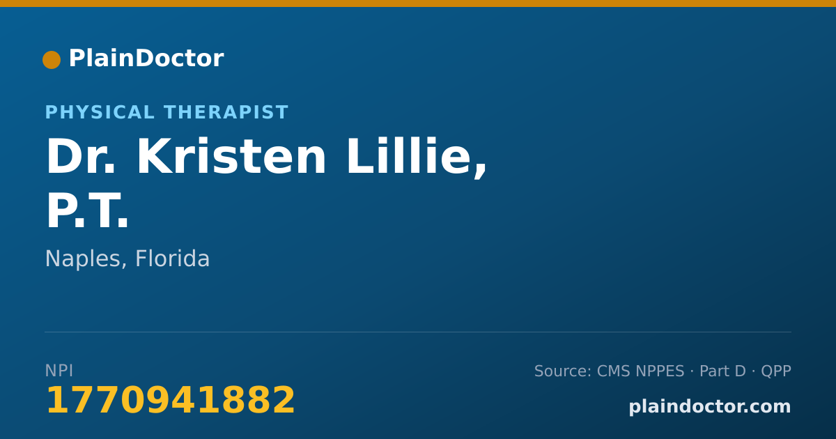 Shareable card for Kristen Lillie, P.T. - Physical Therapist, Naples, FL