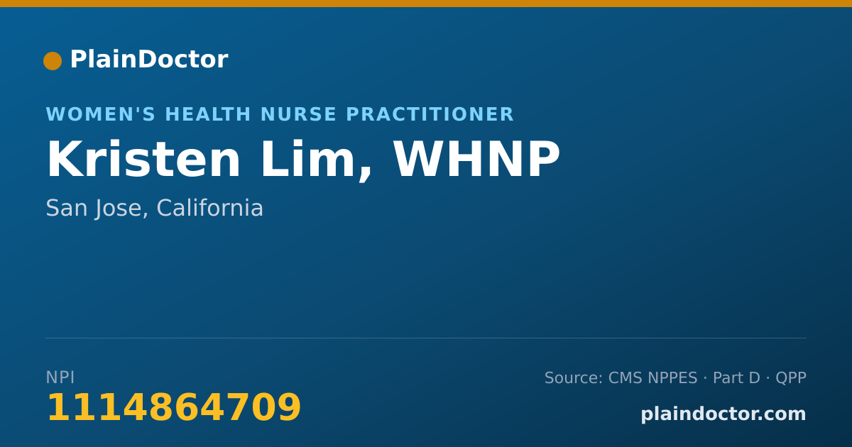 Shareable card for Kristen Lim, WHNP - Women's Health Nurse Practitioner, San Jose, CA