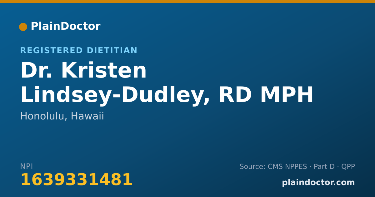 Shareable card for Kristen Lindsey-Dudley, RD MPH - Registered Dietitian, Honolulu, HI