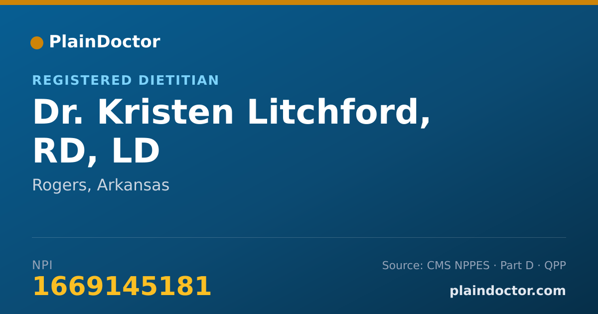 Shareable card for Kristen Litchford, RD, LD - Registered Dietitian, Rogers, AR