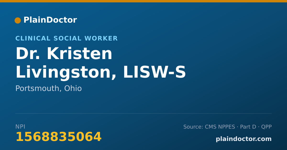Shareable card for Kristen Livingston, LISW-S - Clinical Social Worker, Portsmouth, OH