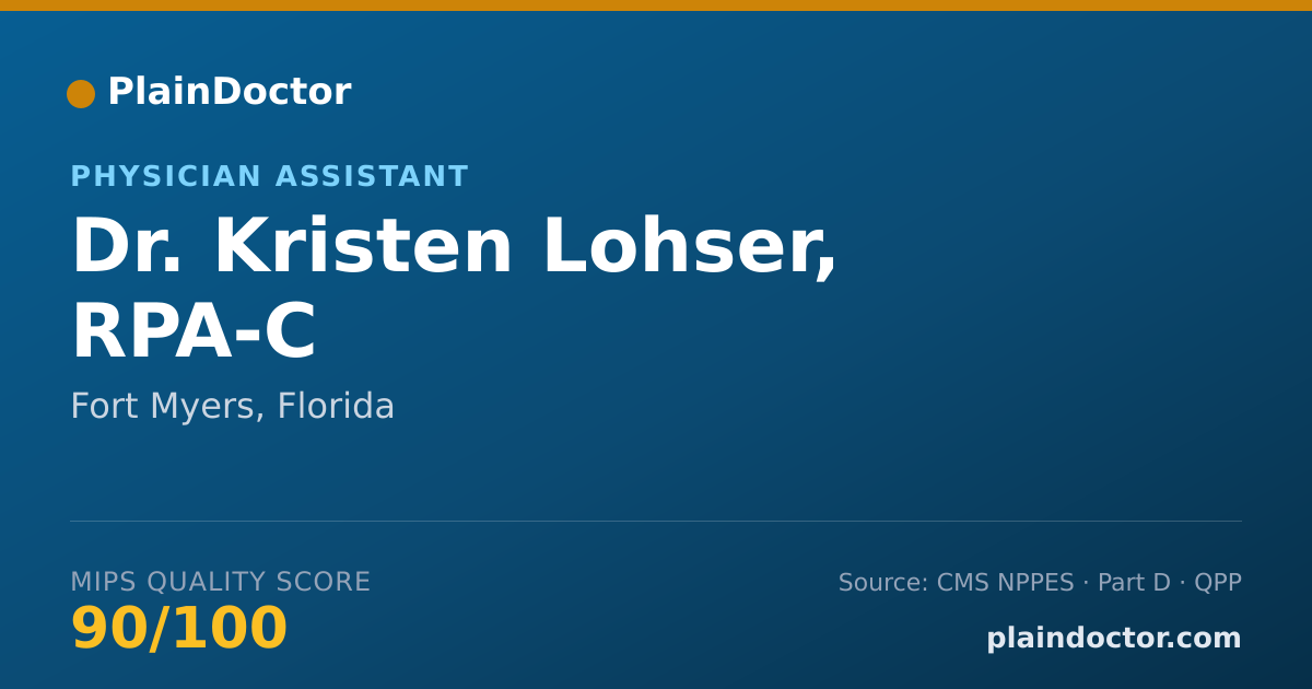 Shareable card for Kristen Lohser, RPA-C - Physician Assistant, Fort Myers, FL