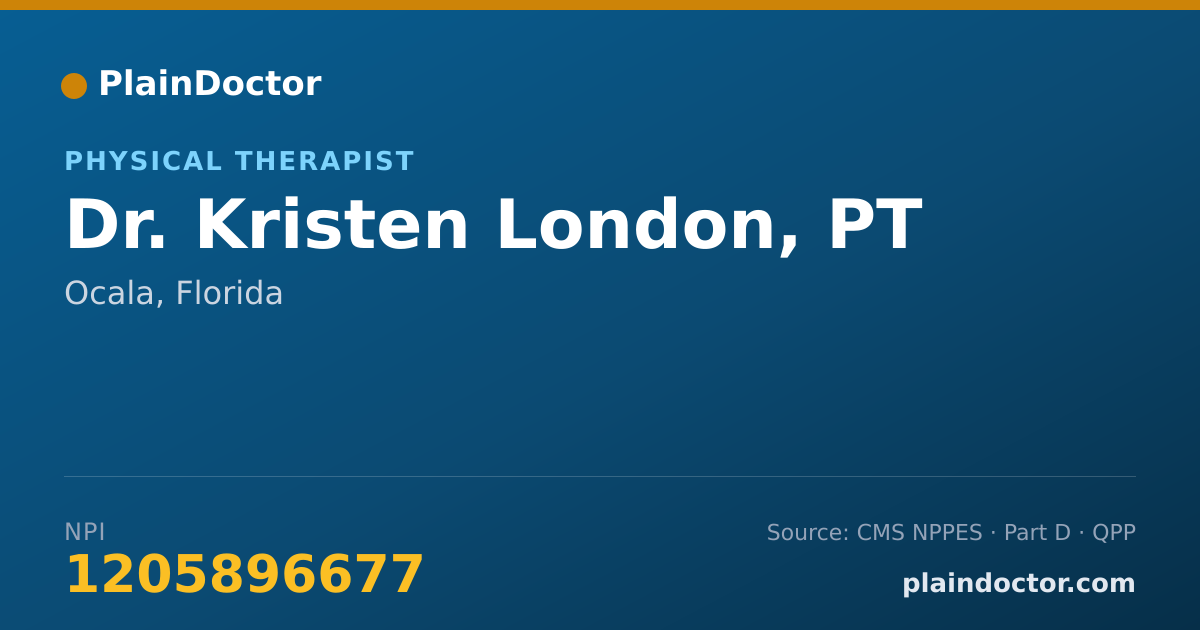 Shareable card for Kristen London, PT - Physical Therapist, Ocala, FL