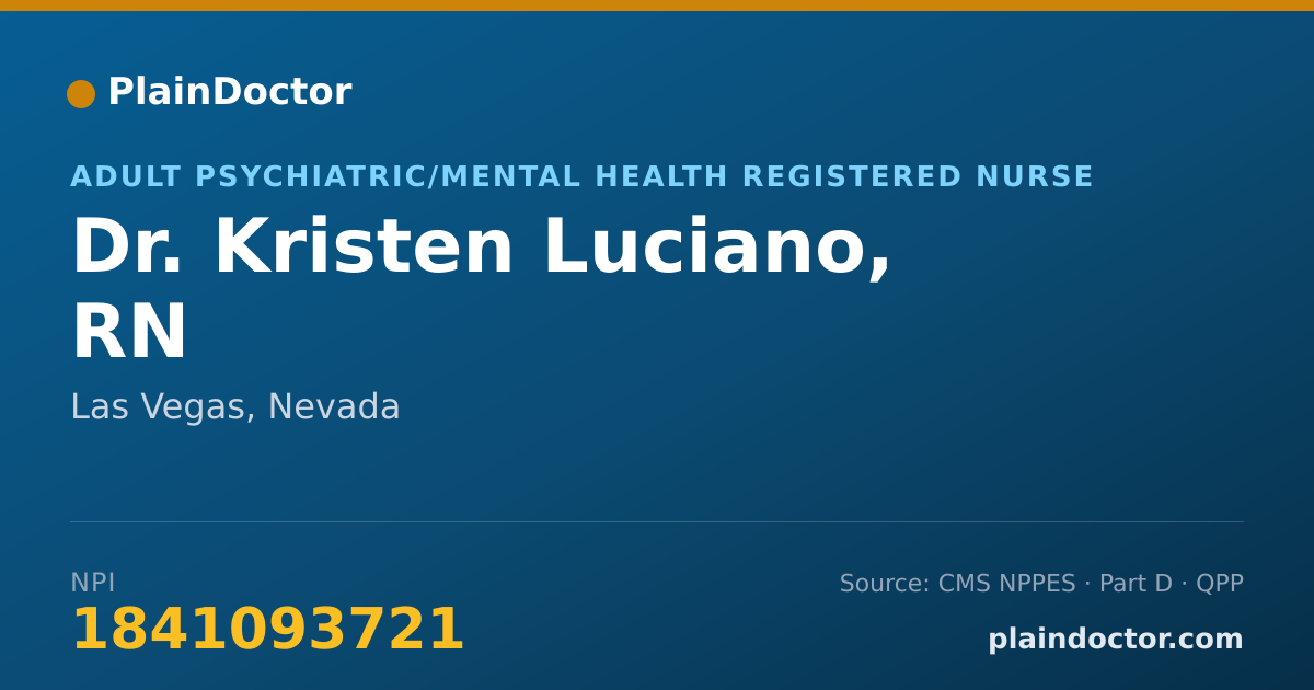 Shareable card for Kristen Luciano, RN - Adult Psychiatric/Mental Health Registered Nurse, Las Vegas, NV