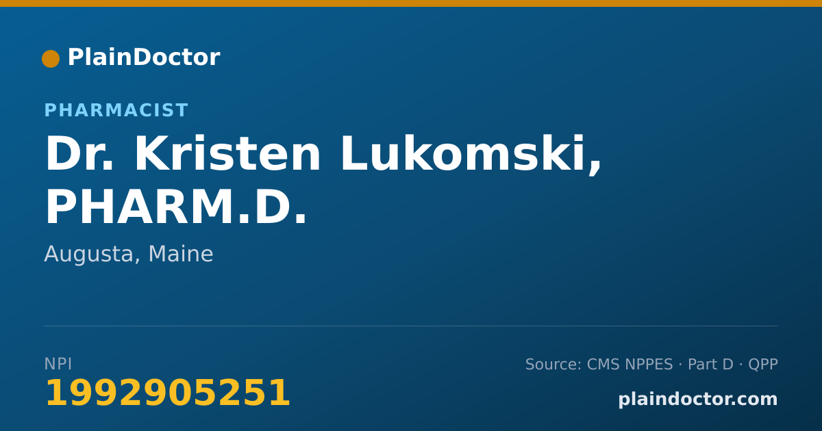 Shareable card for Kristen Lukomski, PHARM.D. - Pharmacist, Augusta, ME