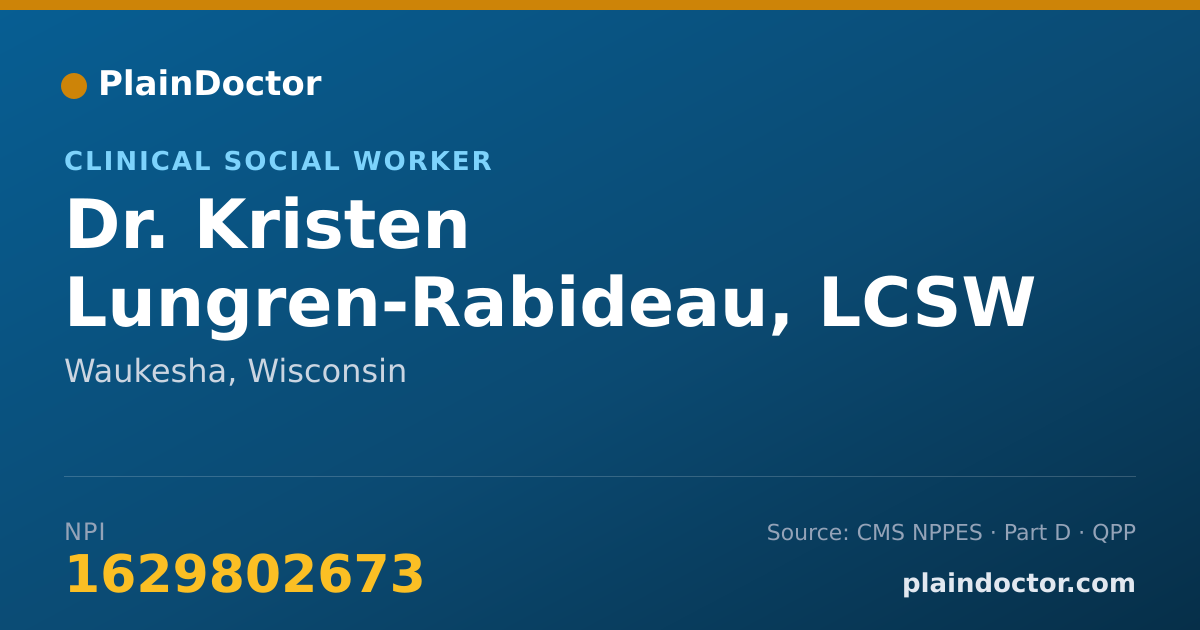 Shareable card for Kristen Lungren-Rabideau, LCSW - Clinical Social Worker, Waukesha, WI