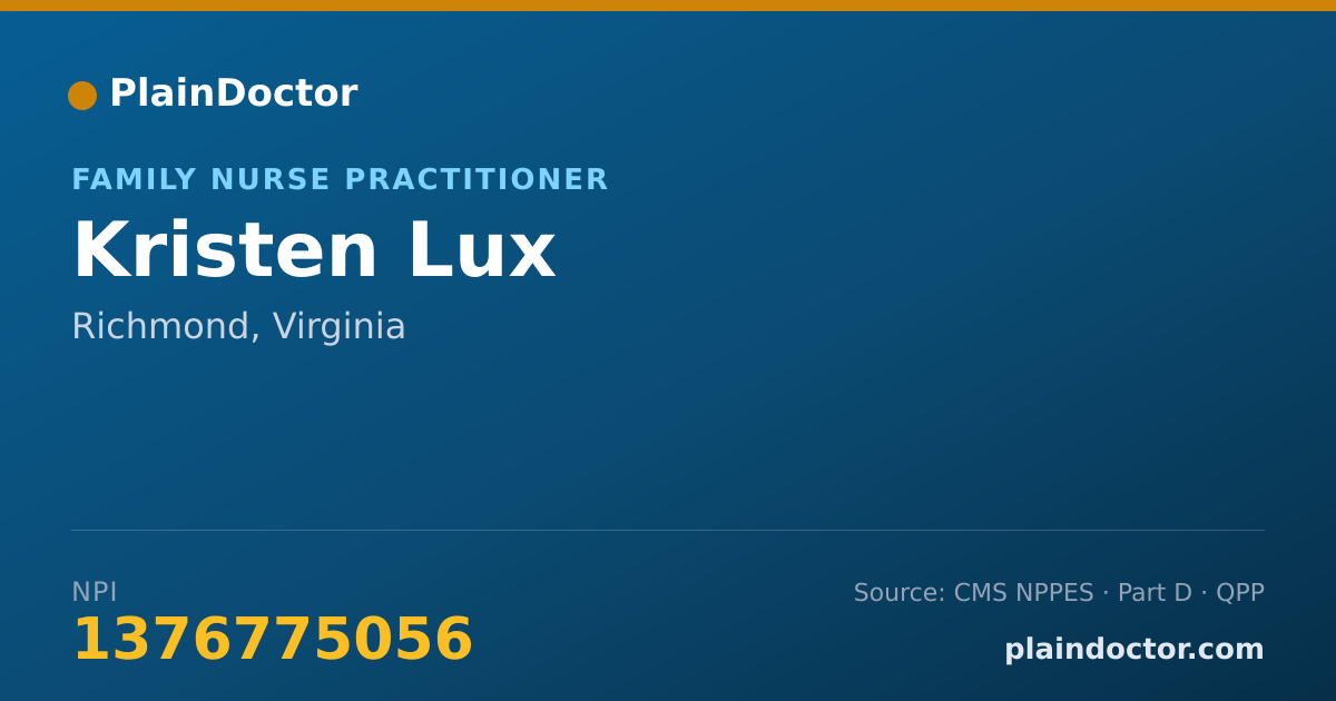 Shareable card for Kristen Lux - Family Nurse Practitioner, Richmond, VA