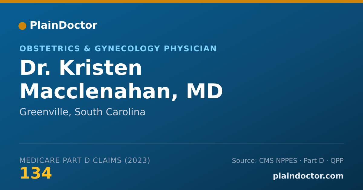 Shareable card for Kristen Macclenahan, MD - Obstetrics & Gynecology Physician, Greenville, SC