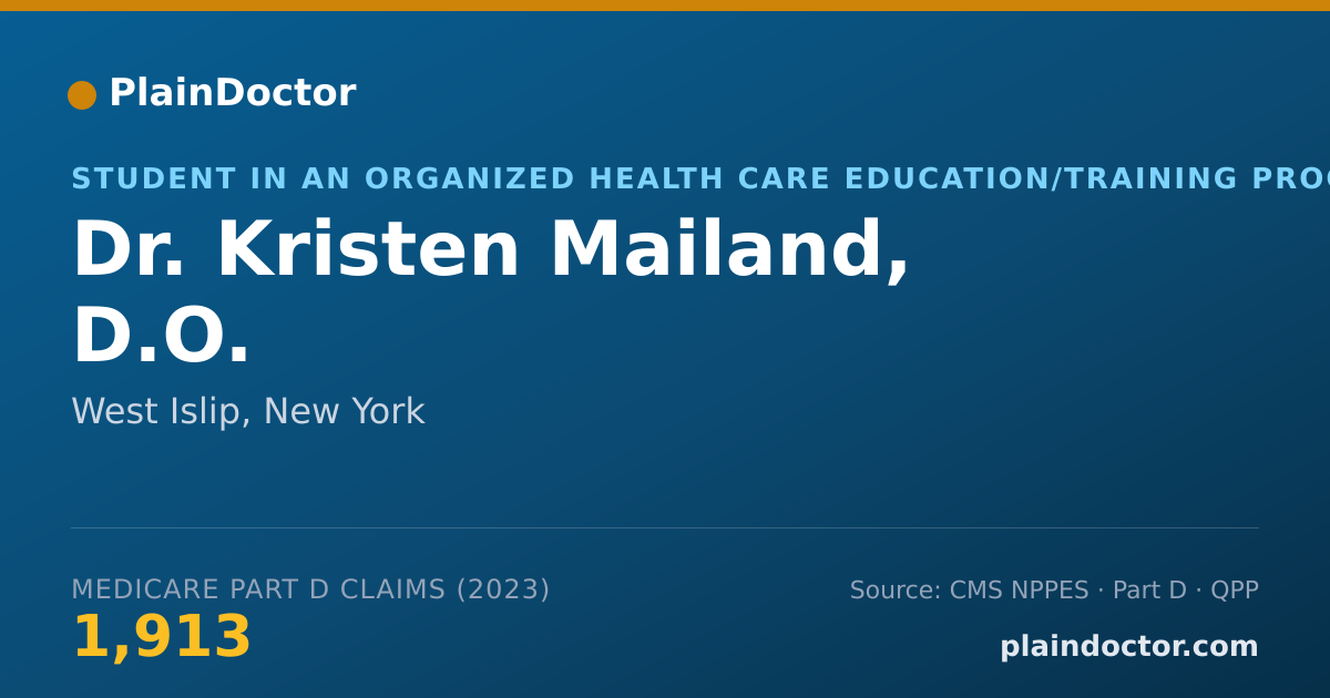 Shareable card for Kristen Mailand, D.O. - Student in an Organized Health Care Education/Training Program, West Islip, NY