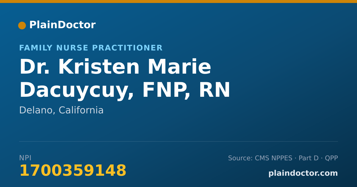 Shareable card for Kristen Marie Dacuycuy, FNP, RN - Family Nurse Practitioner, Delano, CA